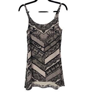 CAbi XSmall XS Black Cream 3278 Monaco Lace Print Cami Tank Top Scoop Neck Tunic